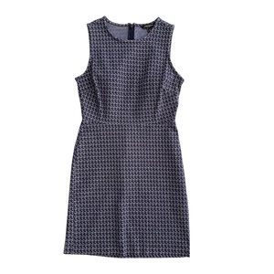 Banana Republic Houndstooth Blue Sleeveless Sheath Dress Women's Size 2 Petite